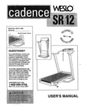 Weslo Cadence Sr 12 Treadmill English Manual