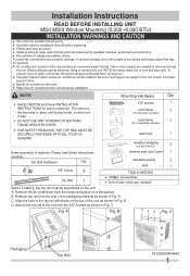 Frigidaire FFRE0833S1 Installation Instructions