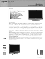 Sony KDL-32S2000 Marketing Specifications (KDL32S2000)