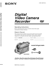 Sony DCR-DVD300 Operating Instructions