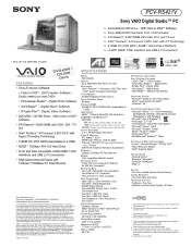 Sony PCV-RS421V Marketing Specifications (PCV-RS421V)