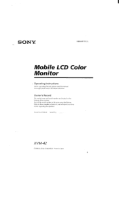 Sony XVM-42 Users Guide