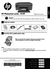 HP Photosmart Printer - B109 Reference Guide