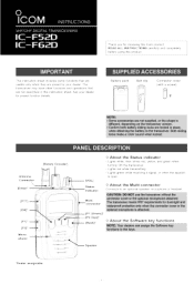 Icom F52D / F62D F52d - Instruction Manual
