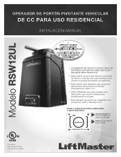 LiftMaster RSW12UL Installation Manual - Spanish