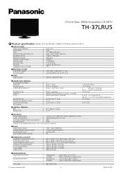 Panasonic TH-37LRU5 Spec Sheet