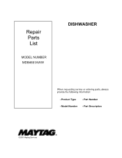 Maytag MDB4651AWW Parts List