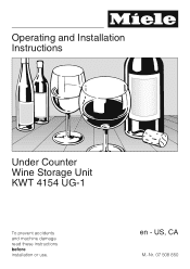 Miele KWT 4154 UG-1 Operating and Installation manual