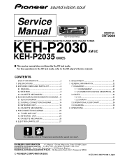 Pioneer KEH-P2030 Service Manual