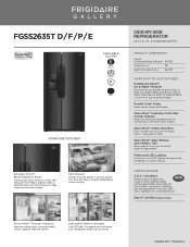 Frigidaire FGSS2635TD Product Specifications Sheet