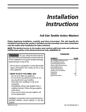 Frigidaire GLTF2940FB Installation Instructions