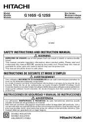 Hitachi G10SS Instruction Manual