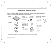 Lenovo ThinkPad 560 Shipping Checklist for the ThinkPad 560Z system
