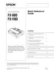 Epson FX-1180 User Setup Information