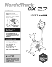 NordicTrack Gx 2.7 Bike English Manual
