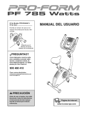 ProForm 785 Watts Bike Spanish Manual