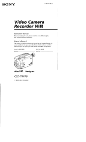 Sony CCD-TRV70 Primary User Manual