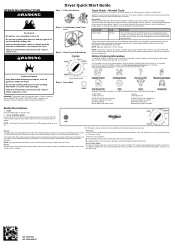 Whirlpool LDR3822P Quick Reference Sheet