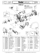 Poulan S1970 Parts List