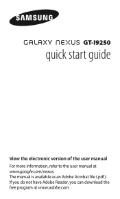 Samsung GT-I9250M Quick Start Guide