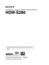 Sony HDWS280 Product Manual (Operation Manual 1st Edition (Revised 5))
