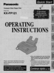 Panasonic KX-FP121 KX-FP121 Owner's Manual (English)