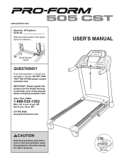 ProForm 505 Cst Treadmill English Manual