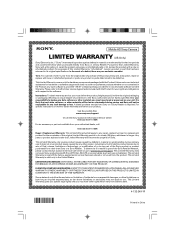 Sony MHS-FS1K Limited Warranty (U.S. Only)