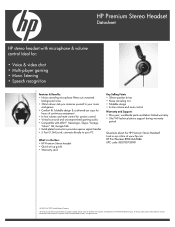 HP GW470AA HP Premium Stereo Headset - Datasheet