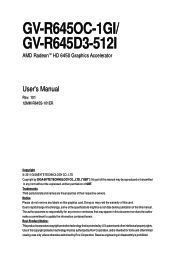 Gigabyte GV-R645OC-1GI Manual