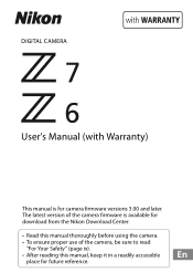 Nikon Z 7 Users Manual for customers in Europe