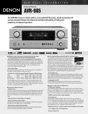 Denon AVR-985S Literature/Product Sheet