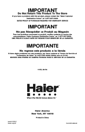 Haier RRTW18VABW Product Manual