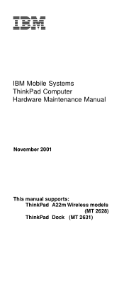 Lenovo ThinkPad i Series 1800 Hardware Maintenance Manual for ThinkPad A22m (wireless models)