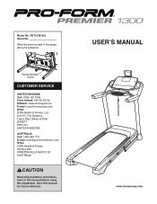 ProForm Premier 1300 Treadmill Uk Manual