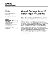 Compaq ProLiant 1600 Microsoft Exchange Server 5.5 on the Compaq ProLiant 1600