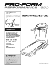 ProForm Performance 1650 Treadmill German Manual