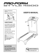 ProForm Style 4500 Treadmill Uk Manual