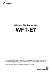 Canon Wireless File Transmitter WFT-E7A Instruction Manual