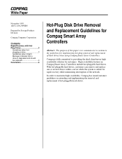 Compaq 386670-001 Hot Plug Disk Drive Removal and Replacement Guidelines for Compaq Smart Array Controllers
