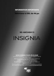 Insignia NS-46E340A13 Important Information (French)