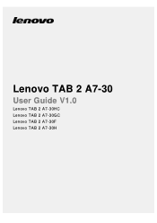 Lenovo Tab 2 A7-30 (English) User Guide - Lenovo TAB 2 A7-30