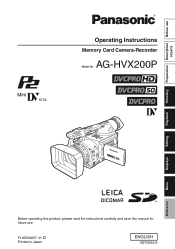 Panasonic AG-HVX200PJ Operating Instructions