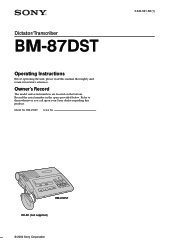 Sony BM-87DSTA Operating Instructions