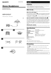 Sony MDR-EX55/BLK Operating Instructions