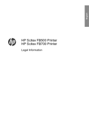 HP Scitex FB500 HP Scitex FB500 and FB700 Printer Series - Legal Information