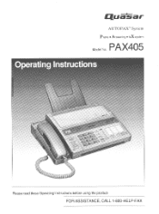 Panasonic PAX405 PAX405 User Guide