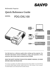 Sanyo PDG-DXL100 Owner's Manual_Quick Reference Guide