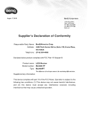 BenQ BL2423PT FCC SDoC Supplier s Declaration of Conformity-T