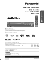 Panasonic DMR-EZ485VK Dvd Recorder - English/spanish
